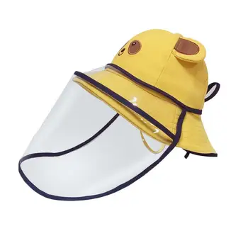 

Kids Cartoon Bear Anti-Spitting Dustproof Full Face Cover Protective Bucket Hat Visor Shield Anti-Fog Safety Isolation Mask