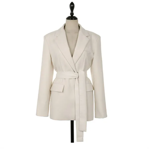 RUGOD/Новинка года; осенние однотонные элегантные женские блейзеры; приталенный пиджак на шнуровке для офиса; модная женская куртка; femme mujer modis - Цвет: apricot