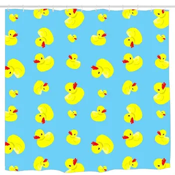 

Rubber Ducks Shower Curtain, Details Artistic Picture, Cloth Fabric Bathroom Decor Set with Hooks 6072 inch