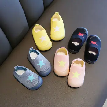 

Baby girls boys First Walker kid girl infant toddler five star knitted Breathable shoes 16-21 A012 0-2years P01