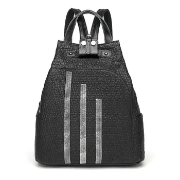 

QINRANGUIO Backpack Women 2020 New Fashion High Quality Genuine Leather Backpack Female Large Capacity Black Women Backpack