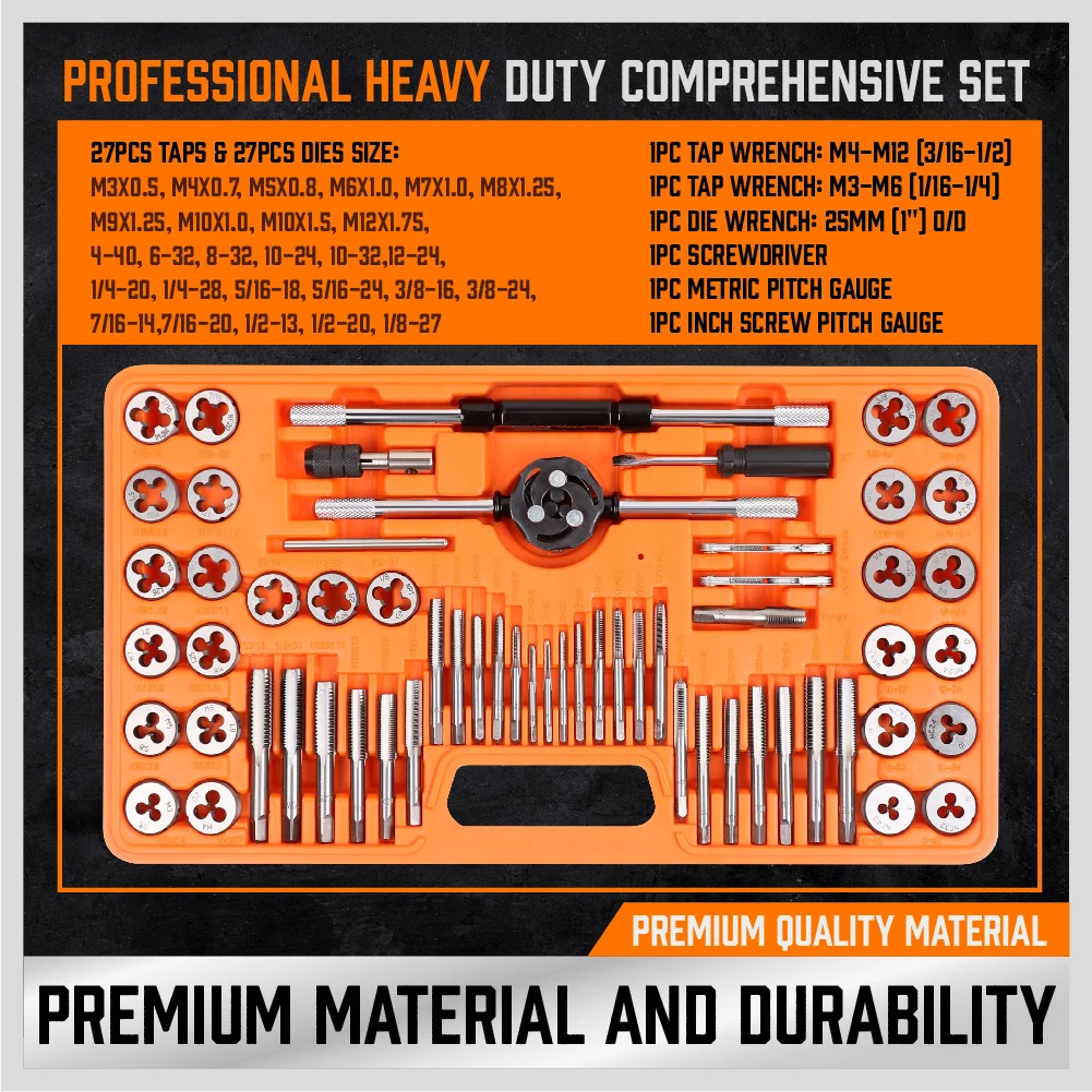 US $73.40 HORUSDY 60Piece Tap and Die Set SAE Inch Sizes for Coarse and Fine Threads Tool HORUSDY 40Piece Tap and Die Set SAE Inc