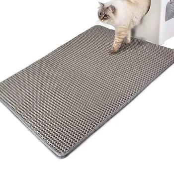 

Pet Cat Litter Mat Eva Double Layer Cat Pads Smooth Surface Upper Through Hole Lower Layer Waterproof Design To Cats House Clean