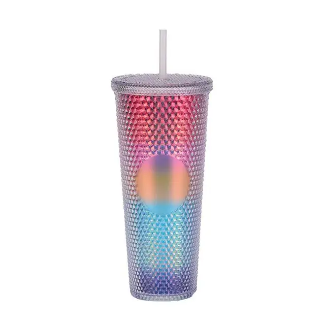 Doublelayer 710ml Plastic Straw Cup Large Capacity Creative Durian Cup