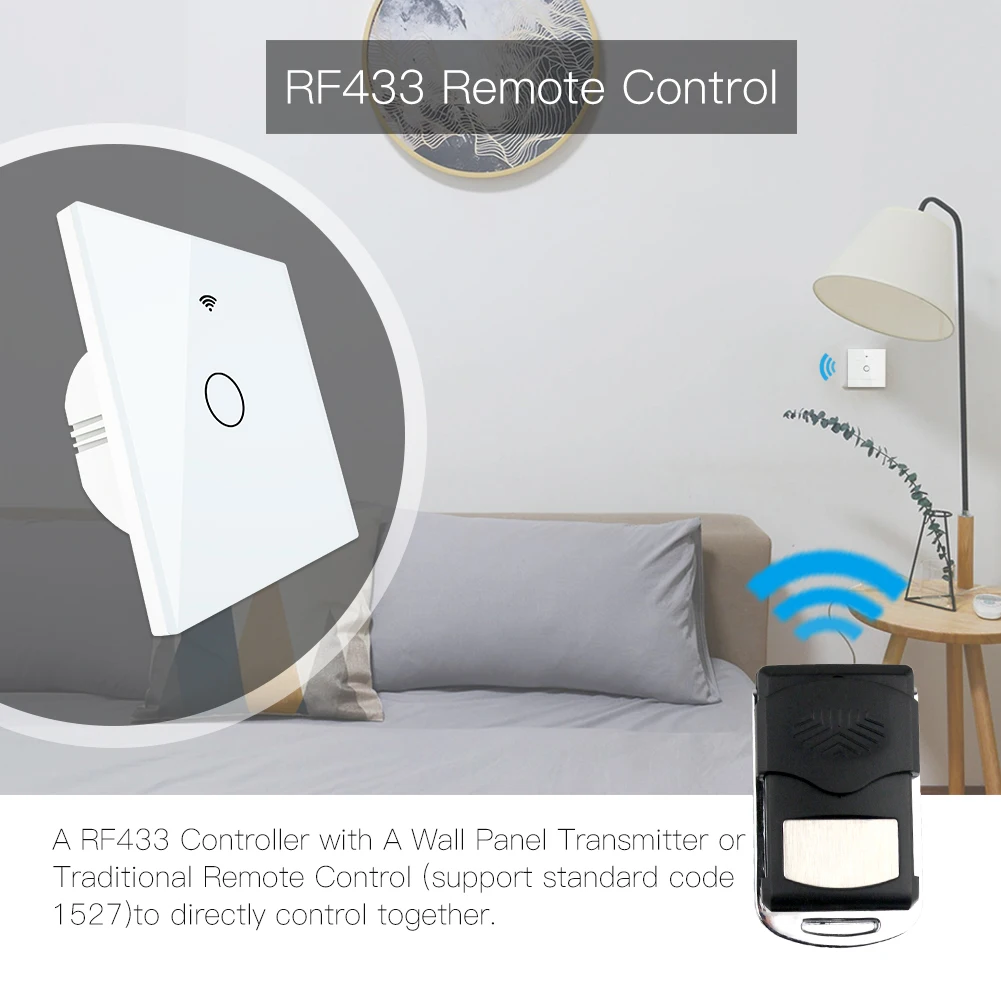 Интеллектуальный переключатель Wi-Fi RF433 дистанционного Управление Стекло Панель светильник выключатель Smart Life Tuya работает с Alexa Echo Google Home 1/2/3