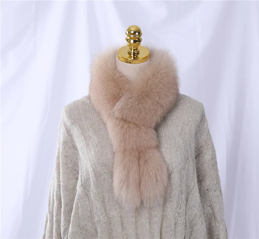 Color 9 Модный шарф из натурального Лисьего меха, женский зимний природный натуральный мех, шарфы, шейный платок, натуральный меховой шарф для девочек, обертывания с зажимами - Цвет: Color 9