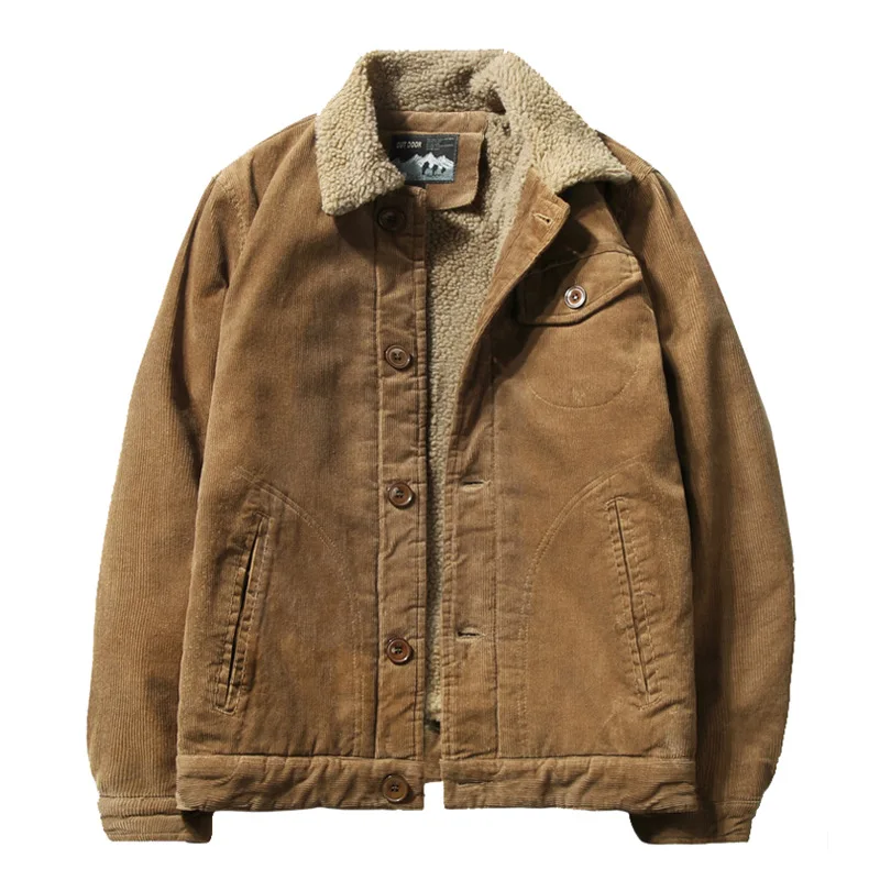 

Corduroy Winter Jacket Men Pilot Bomber Loose Casual Thick Men Padded Coat Military Tactical Warm Plus Size Gentleman Coats AA50