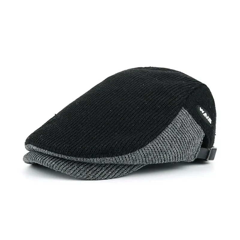 JOYMAY новые зимние хлопковые береты кепки s для мужчин повседневные остроконечные кепки-береты шапки Кепка с якорем Y035 - Цвет: Black