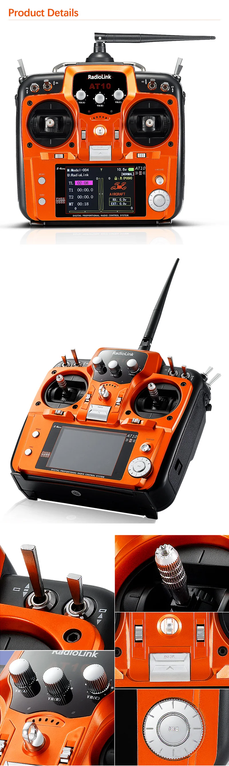 Радиоуправляемый передатчик и приемник Radiolink AT10II 12CH R12DS 2,4 GHz DSSS& FHSS прибор дистанционного управления по радио для радиоуправляемого дрона/фиксированного крыла