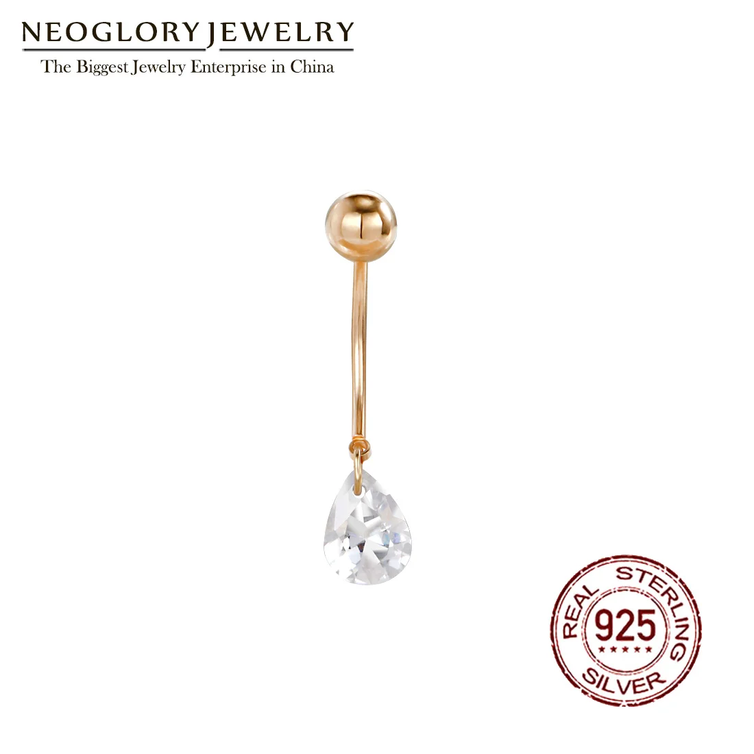 Neoglory S925 циркониевые прозрачные кольца для пупка в форме капли воды женщин