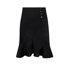 Осень, новая мода, нестандартные юбки рыбий хвост, Женская Корейская однобортная юбка-труба с высокой талией, длина до колена, Femme Jupe