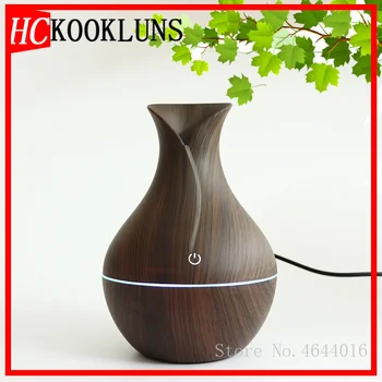 

Essential humidifier aroma oil diffuser Wood Grain ultrasonic wood air humidifier USB cool mini mist maker LED lights for home