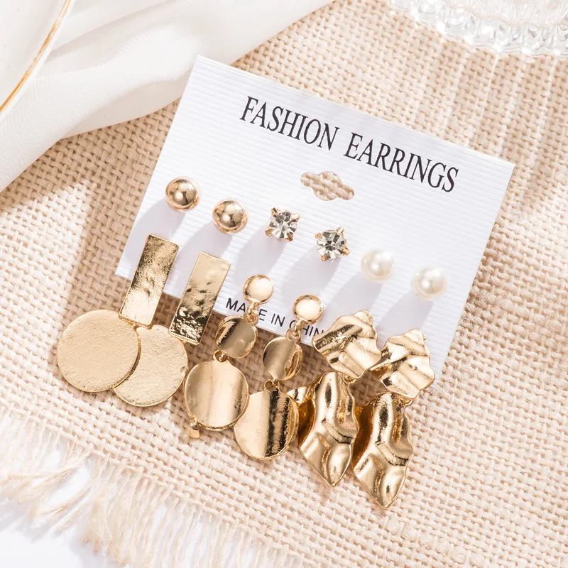 

Peixin Bohemian new set Earrings Europe and America simple fashion love zircon pearl circle Tassel Earrings earrings for women