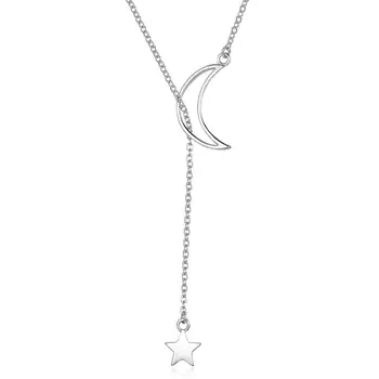 

Korean Version Moon And Stars Pendant Necklace Female 925 Sterling Silver Pendant Simple Necklace Women Fine Jewelry