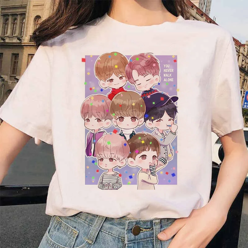 Bangtan футболка для мальчиков Женская Корейская стильная негабаритная Футболка kpop женская футболка ulzzang harajuku JIN SUGA J HOPE JIMIN V JUNGKOOK - Цвет: 1144