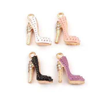 

10pcs/pack Enamels High Heels Charms Making Women Shoes Pendant Necklaces Keychains Jewelry making Wholesale 20X15mm