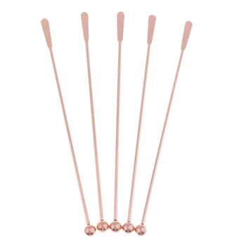 

Hot YO-5Pcs Stainless Steel Stirrer Beverage Stirrers Stir Cocktail Swizzle Stick-Rose Gold-Straight Bar,19Cm