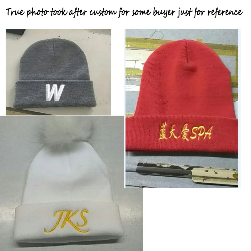 Упругие зимние теплые шапочки для взрослых с логотипом стежка и акриловыми шапочками, изготовленные на заказ буквы, одежда, шапки для взрослых, размер