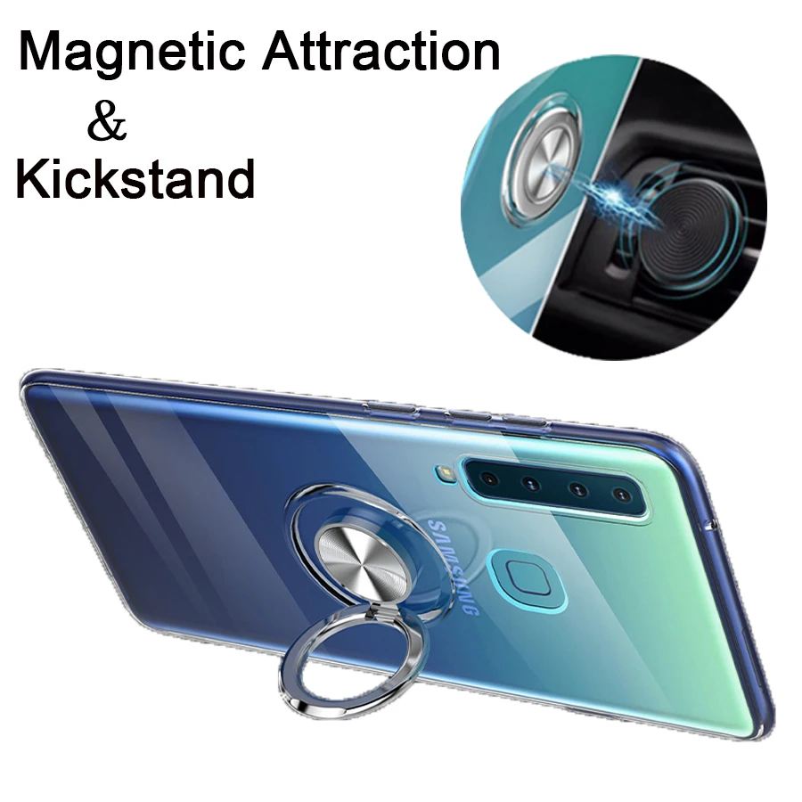 Защитный чехол для samsung Galaxy A50 A9 A70, чехол для телефона Sam A92018 A 50 70 9, Прозрачный Бампер 50A 70A 9A с кольцом-подставкой