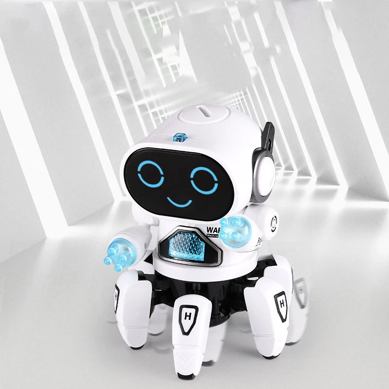 High quality children's electric six-claw dancing robot with music LED light children's educational toy birthday gift