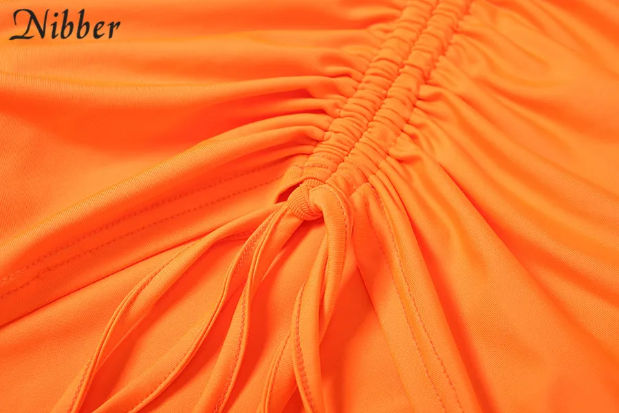 NIBBER женское оранжевое черное платье с завязками, длинный рукав, кружевная водолазка, модные открытые платья, открытая спина, женская одежда