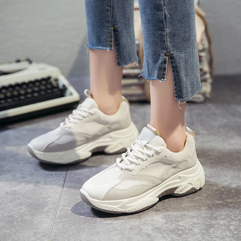 Zapatos de mujer 2019 nuevas zapatillas gruesas para mujer zapatos moda Casual papá con plataforma cesta mujer Krasovki|Zapatos vulcanizados de mujer| - AliExpress