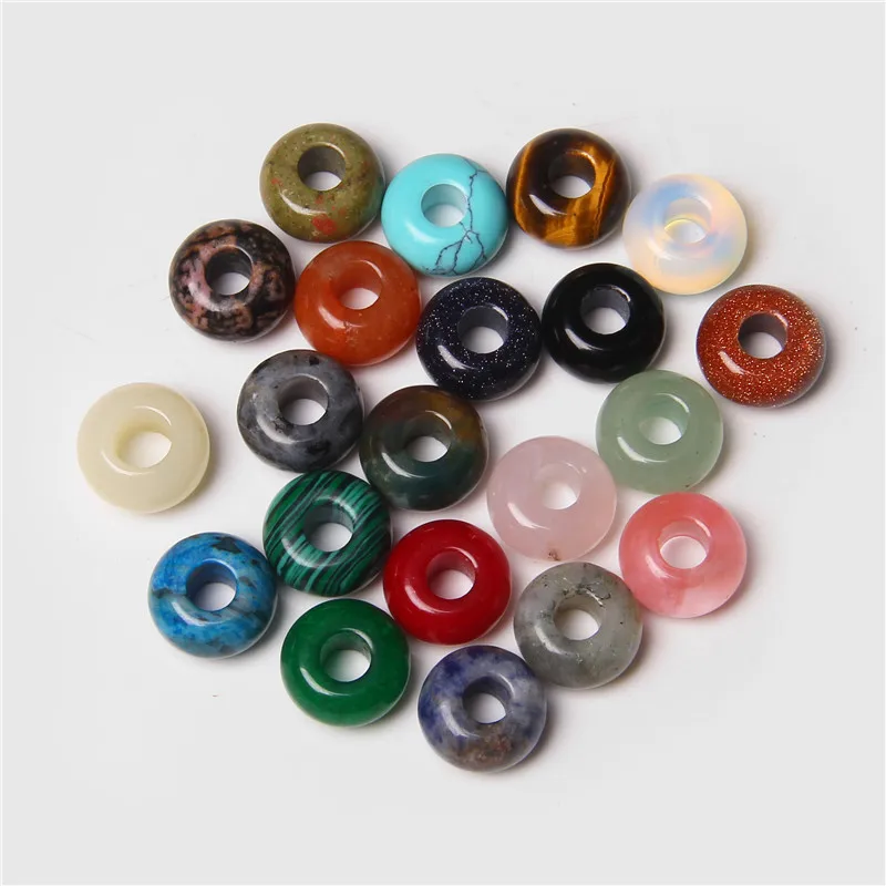 

30Pcs 14mm Natural Muticolor Round Big Hole Spacer Beads European Charms Pendant For Jewelry Making DIY Necklace Wholesale
