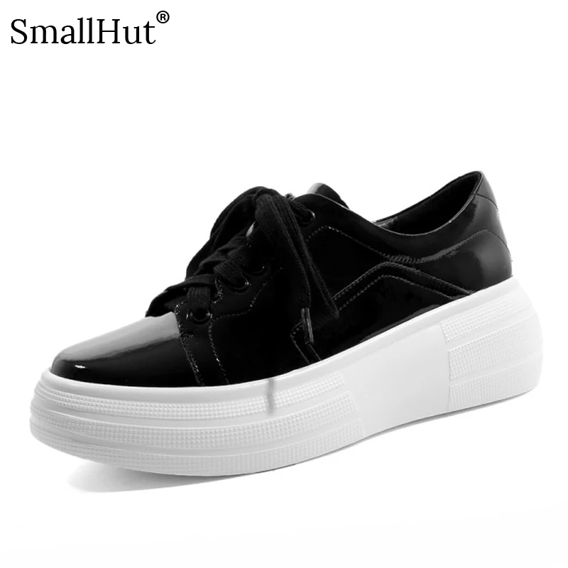 

Flat Platform Patent Leather Women Shoes G029 New Casual Fashion Spring Autumn Black Red White Round Toe Ladies Shoes