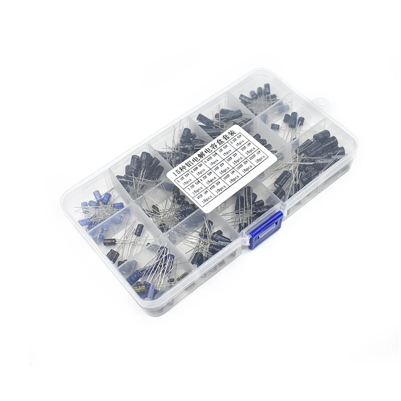 Electrolytic Capacitor Aluminum Capacitor Aluminum Electrolytic Capacitor 200pcs/lot Radial capacitors set 15Values 10V 16V 25V 50V 0.1uF-220uF Assortment Kit 0.22uf 2.2uf 100uf