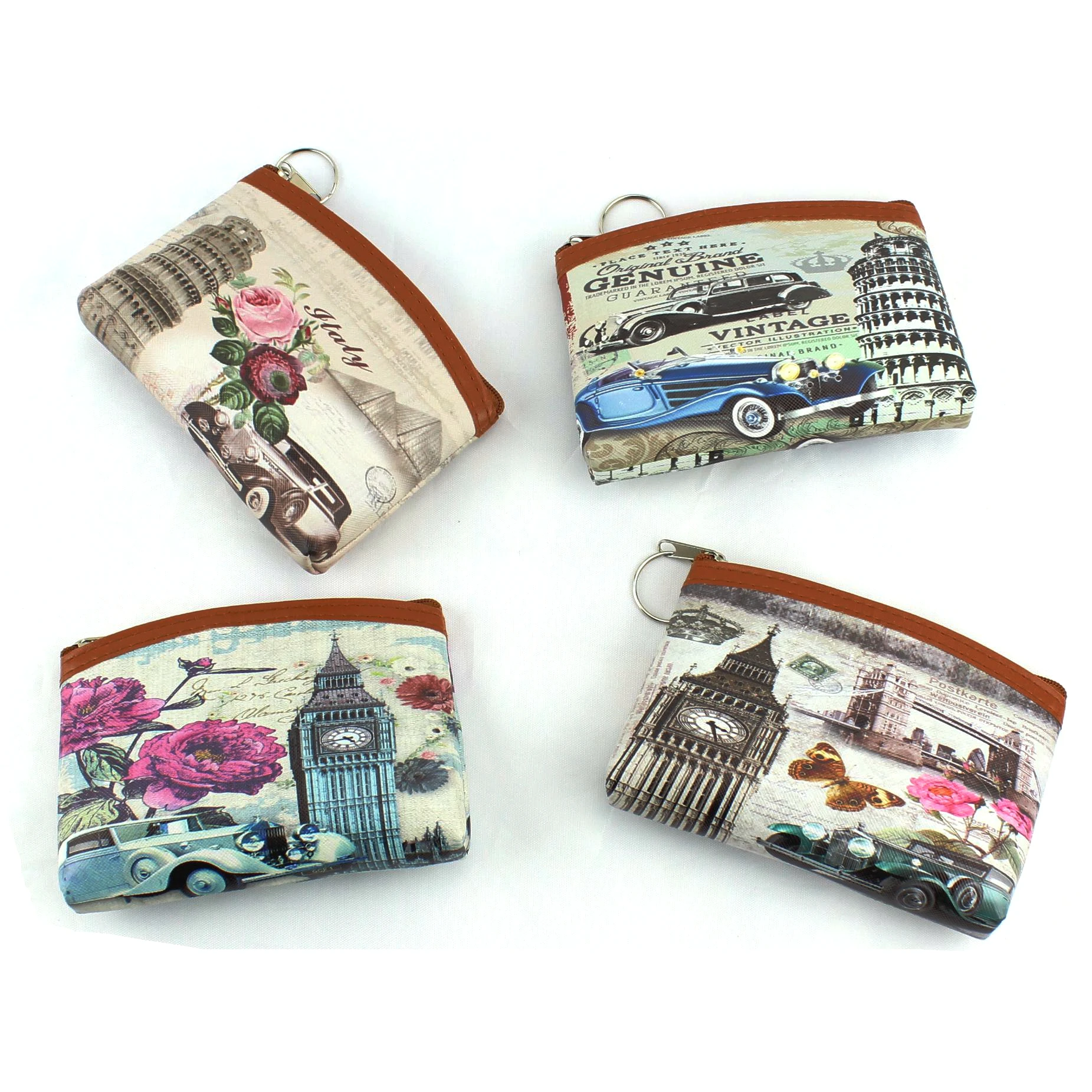 Children vintage Eiffel Tower coin purses girl Big Ben change purse women zipper coin bag lady zero wallet female kids pouch