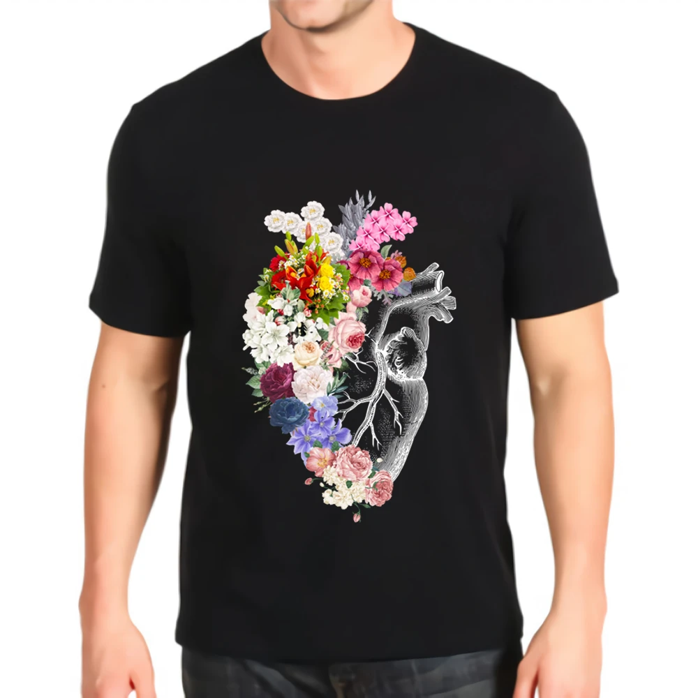 Camiseta estampado corazón y flores para hombre, Camiseta holgada personalizada, nueva moda|Camisetas| - AliExpress