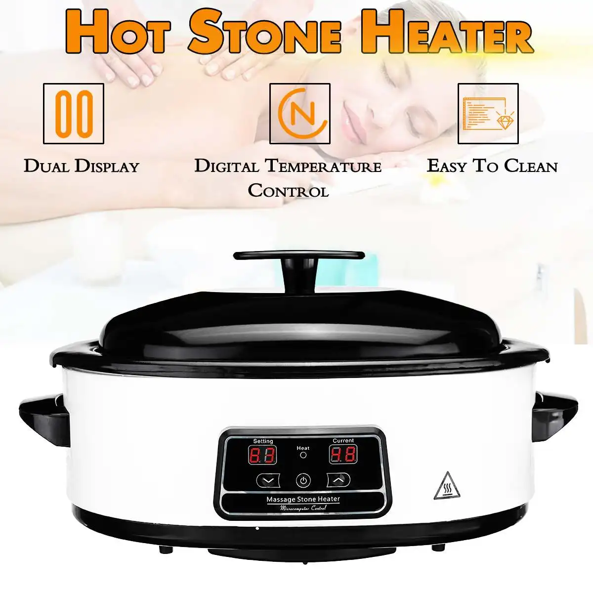 

220V Electric Massage Stone Heater Heating Machine LCD Display Hot Stone Heater Electric Massage Stone Heater