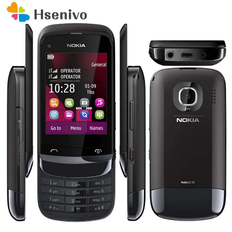 Nokia C2-03 отремонтированы оригинальный не блокируется Две сим-карты карты 2 6 дюймов