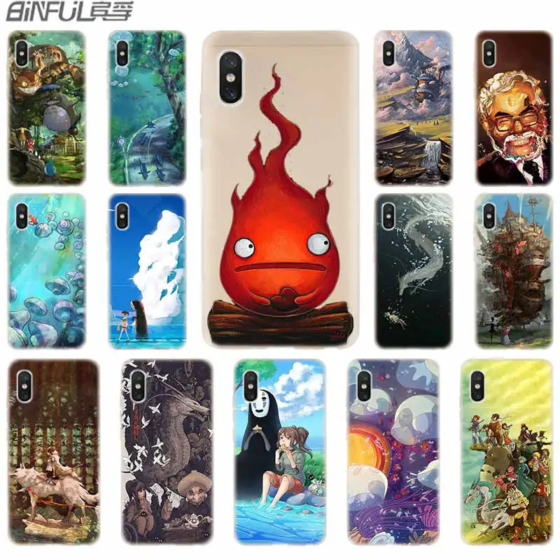 Soft TPU Case For Xiaomi Mi 12 11 Pro Ultra 10 9 8 SE 6X 5X A3 A1 A2 LITE cc9 cc9e Cover Studio Ghibli Spirited Away | Мобильные