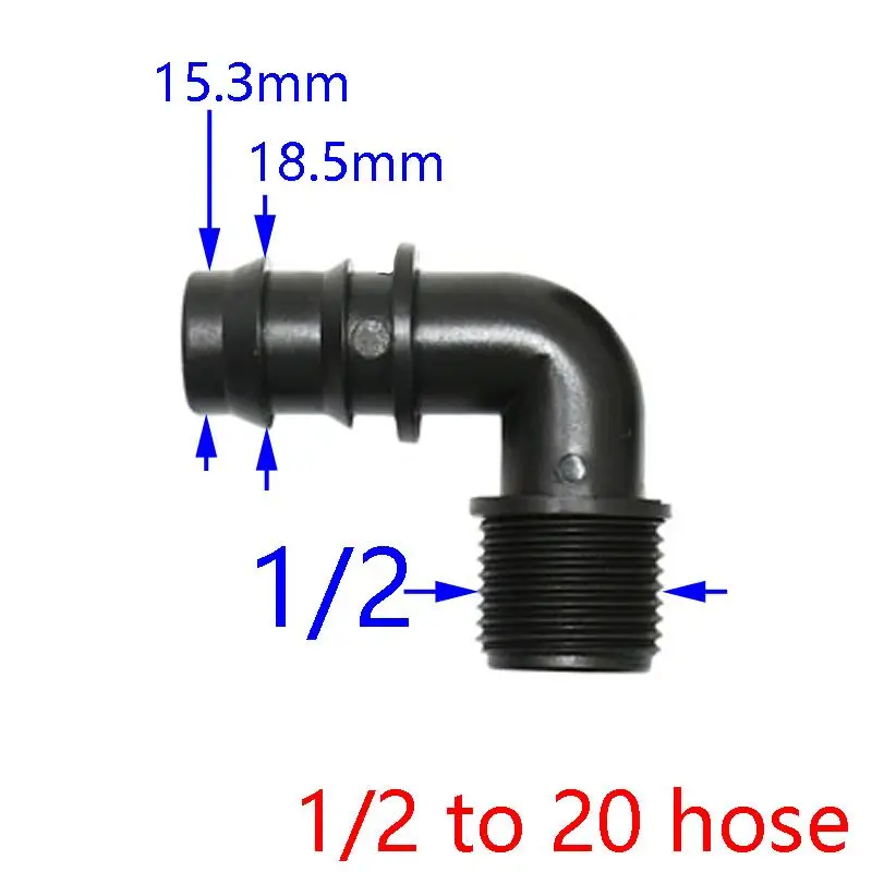 Мужской 1/" 3/4" до 16 мм 20 мм 25 мм Шланговое колено соединитель 1/2 3/4 садовый шланг изгиб суставов фитинги 3 шт - Цвет: 1I2x20mm