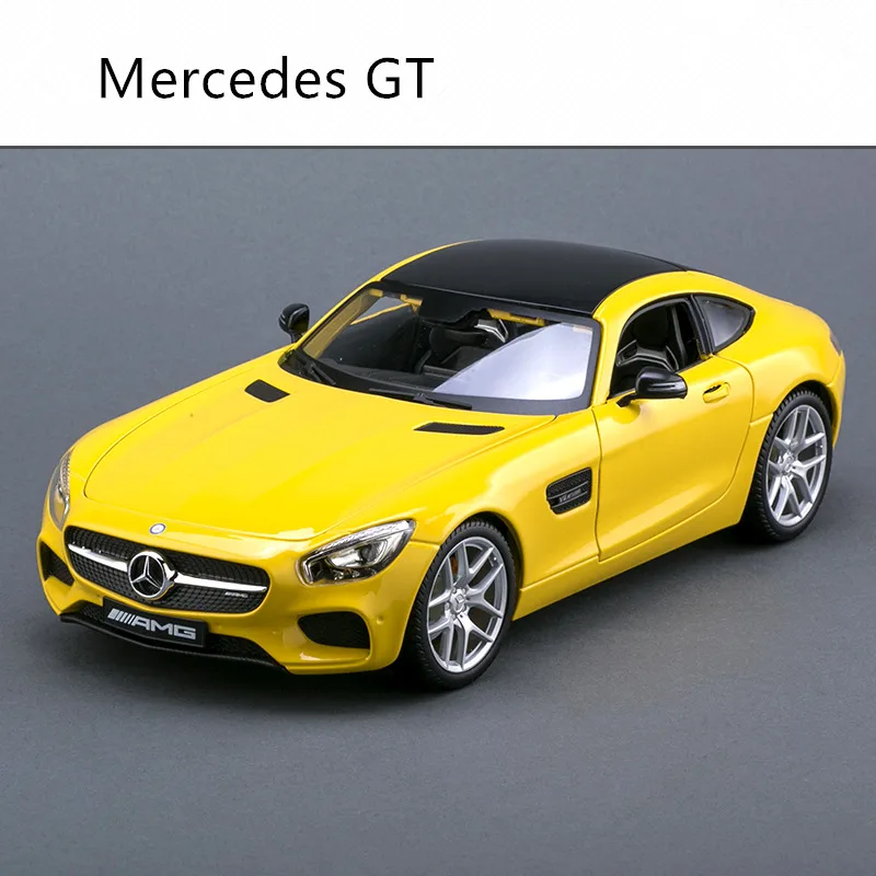 Maisto 1:18 Mercedes-Benz SLS AMG Модель автомобиля из черного сплава Модель автомобиля Моделирование Украшение автомобиля коллекция Подарочная игрушка Литье под давлением модель - Color: GT AMG