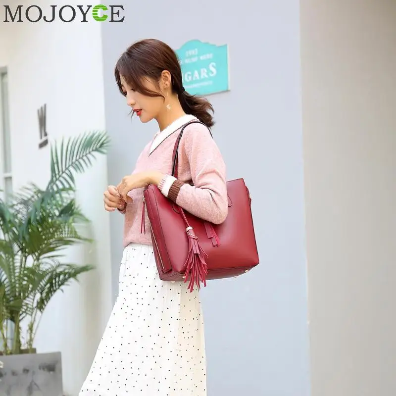 3 шт./компл. Винтаж из искусственной кожи Для женщин сумка через плечо сумка Однотонная одежда Ленточки Сумки из натуральной кожи Повседневное хозяйственная сумка-клатч