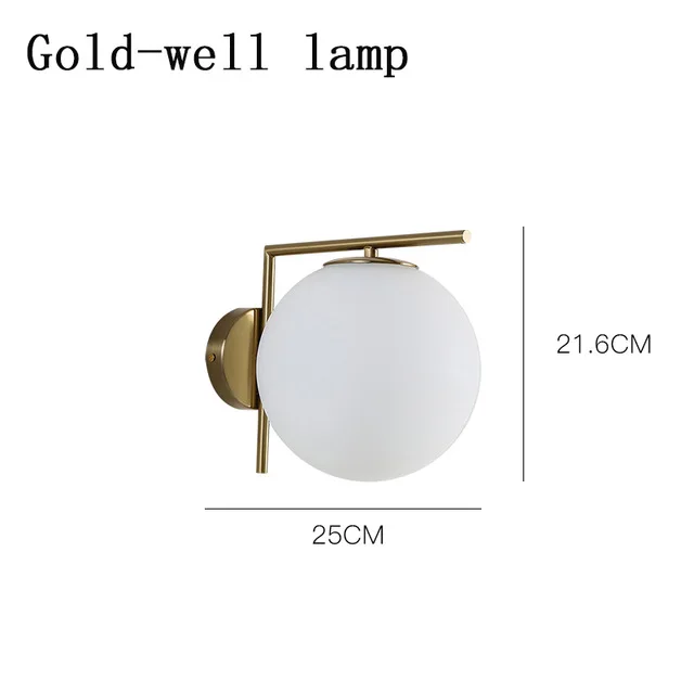 wall lamp Современный напольный абажур с золотым стеклянным абажуром E27 Торшер для гостиной спальни - Цвет абажура: wall lamp