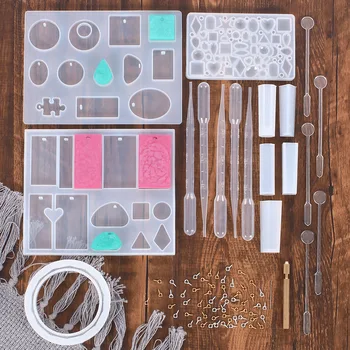 

68pcs Set Silicone Mold for Resin for DIY Polymer Clay UV Epoxy Jewelry Pendant Stone Resin Mold Silicone Kit Designer Handmade