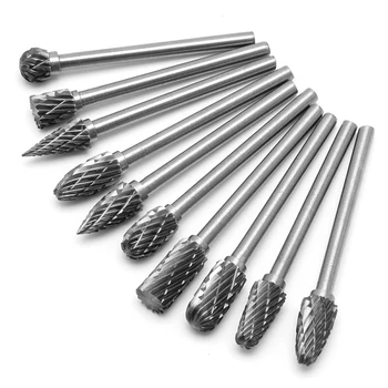 

New 10Pc 1/8\" 6mm Tungsten Carbide Cutter Rotary Burr Set Engraving Bit Tool 28TC