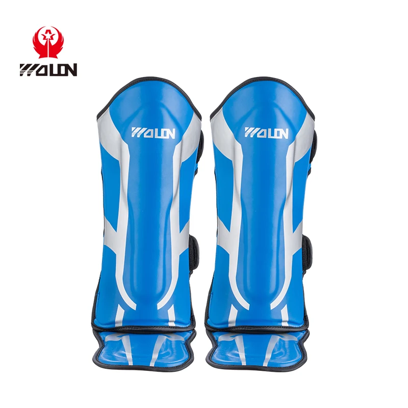 Синий Wolon Kids Adults Kickboxing Boxing Muay Thai Shin Guards Karate Equipment W/Insteps Leg Protectors Guards Boxer Training EO - Цвет: Синий