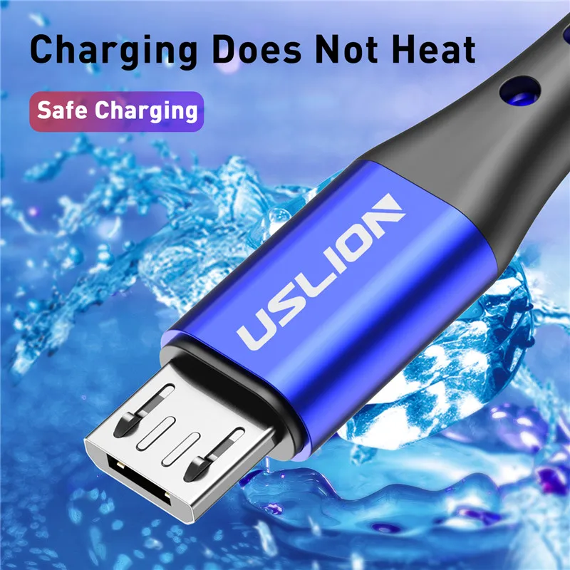 USLION 2m 3M USB кабель с Micro USB кабель 3A кабель передачи данных для быстрой зарядки для Xiaomi Redmi 4X samsung J7 Android мобильный телефон Microusb Зарядное устройство