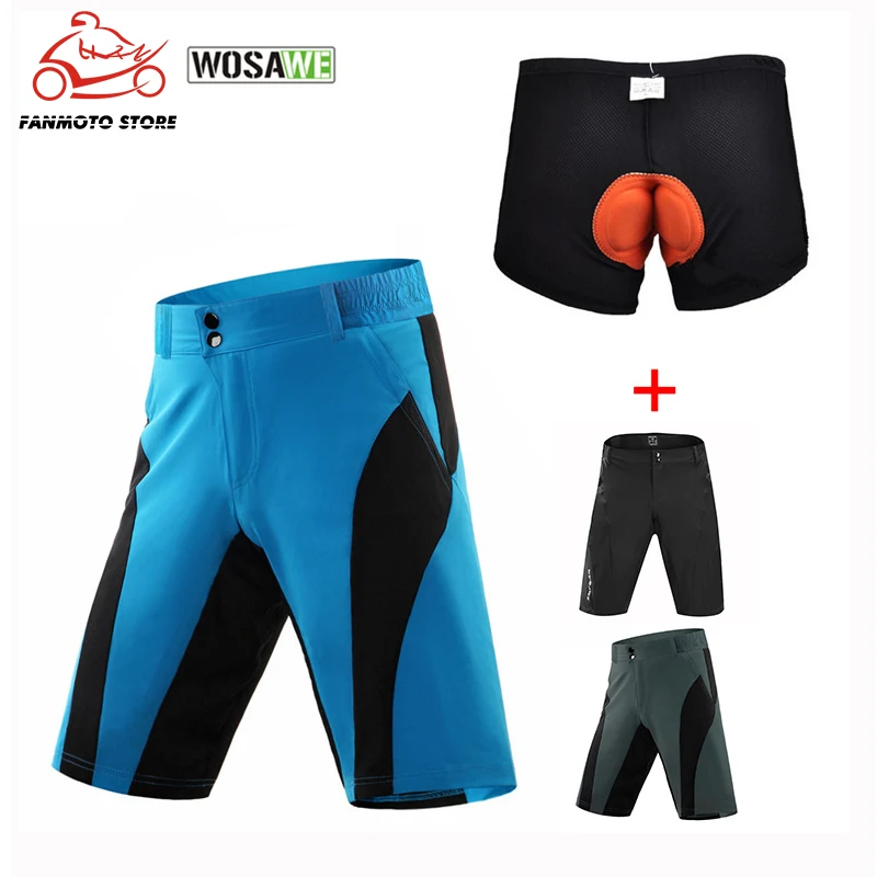 

WOSAWE Men Motocross Shorts Downhill MTB Shorts with Padded Gel 3D Underwear Cycling Bicycle Bike Water Repellent Summer Shorts