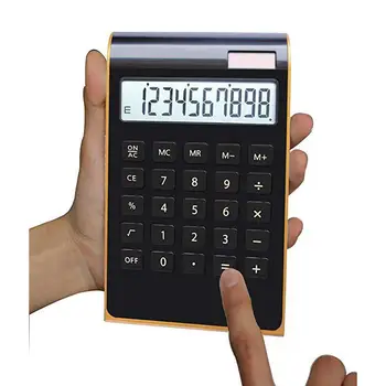 

HobbyLane Solar Calculator Energy Saving Ultra-thin Gold Frame Office Calculator d25