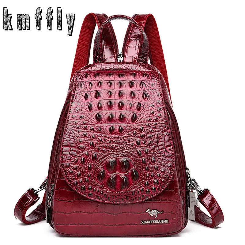

Crocodile Pattern PU Leather Backpack Women Luxury Backpack Female leather Knapsack bag Elegant Ladies Shoulder Bag Sac A Dos