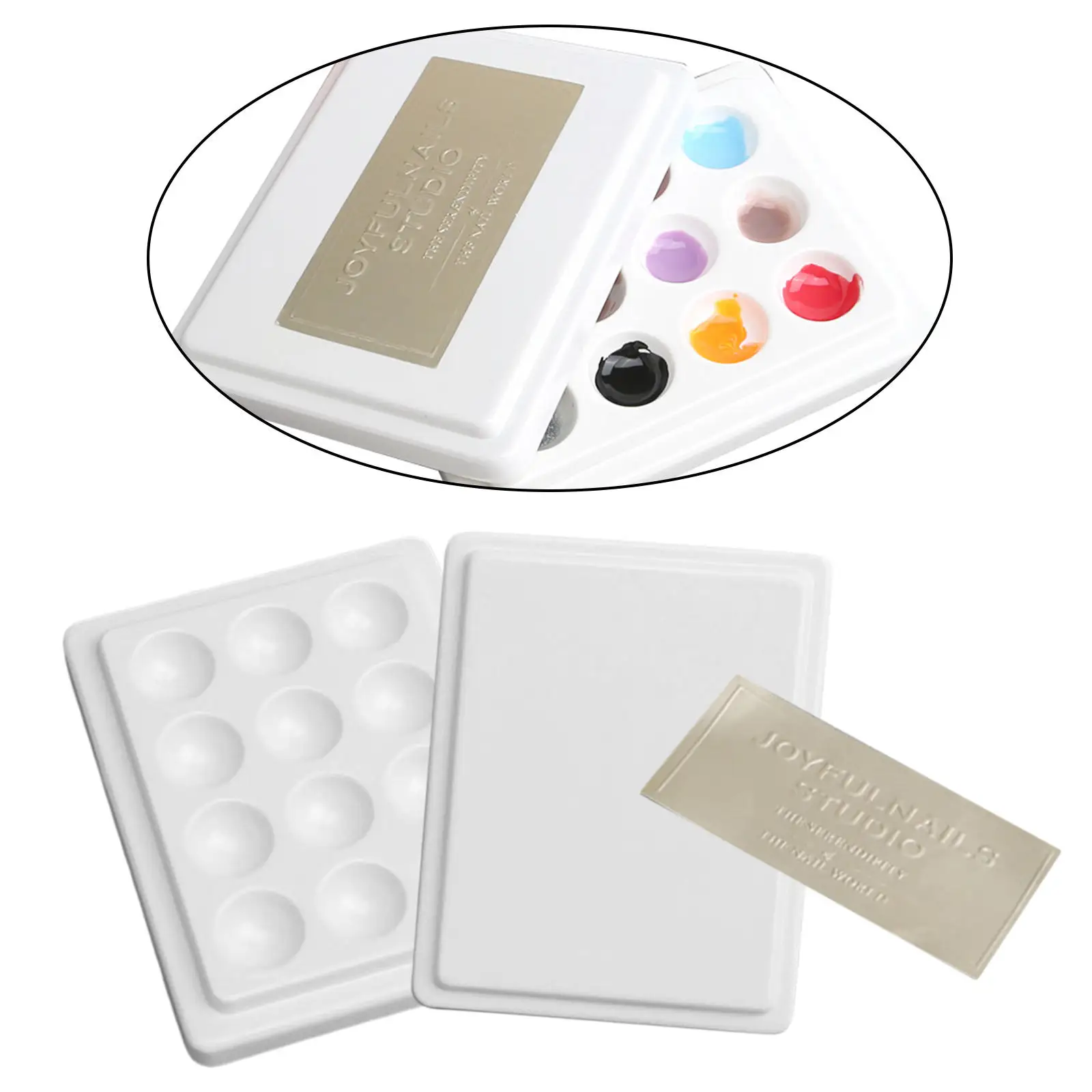 12-Well Ceramic Gouache Watercolor Paint Palette with Lid Coloring Washable color palette,watercolor palette