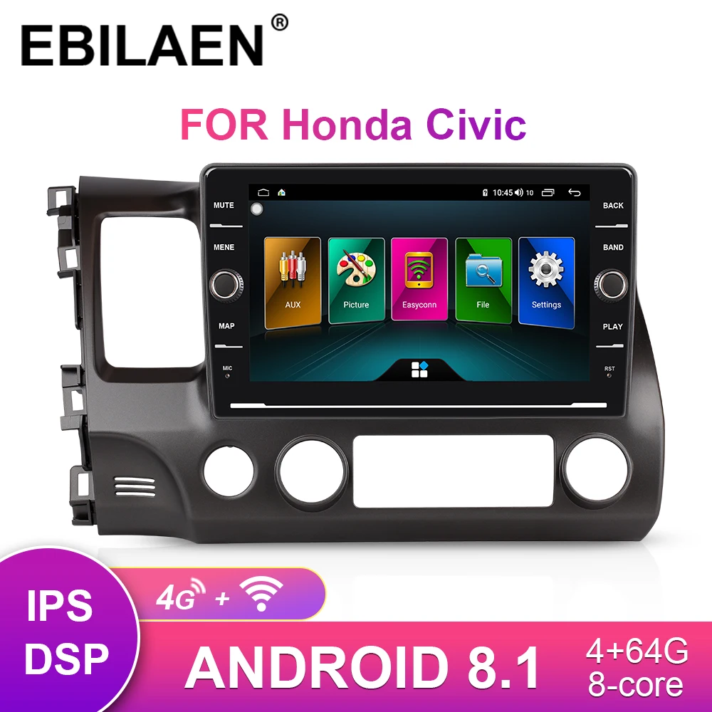 Android 8,1 автомобильный мультимедийный плеер для Honda CIVIC 8 4d FK FN 2005-2012 2Din авто радио gps навигация магнитофон головное устройство