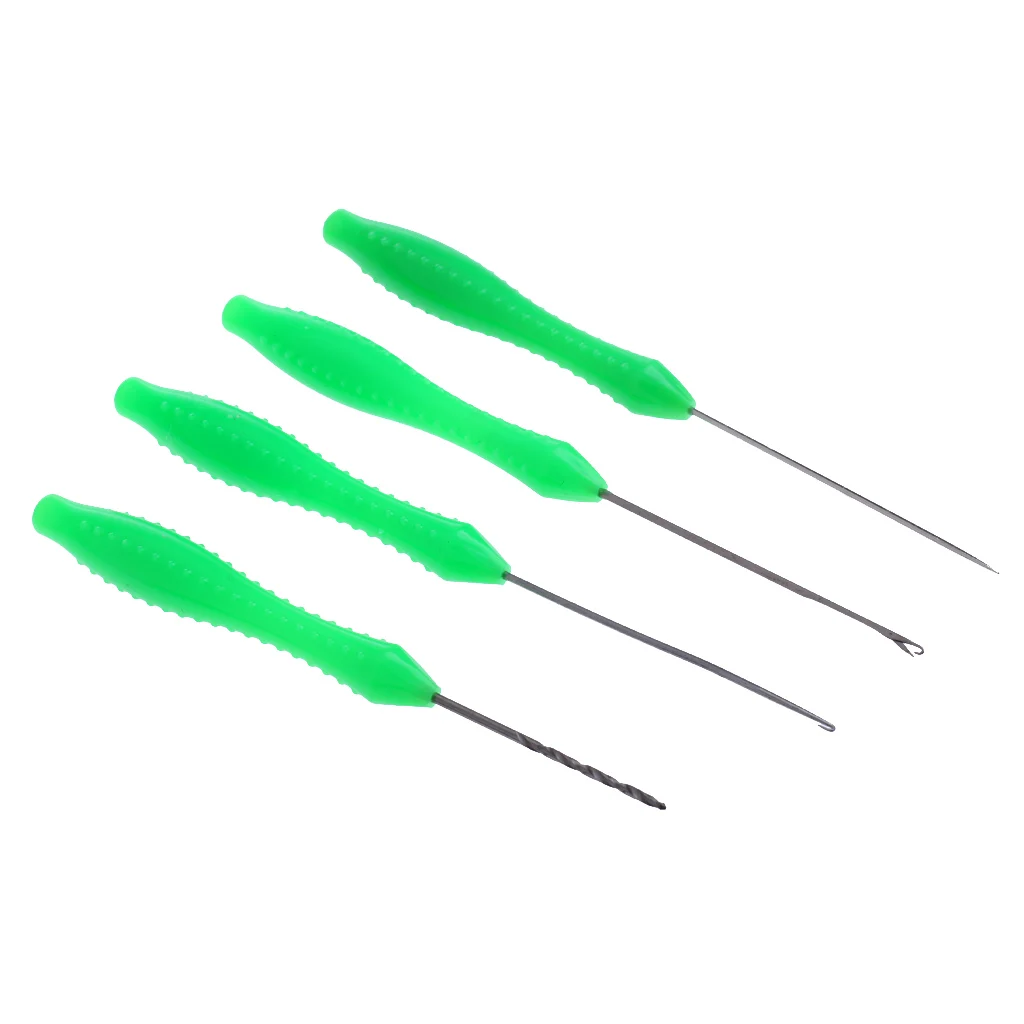 4Pcs 4 in 1 Baiting Needle Tool Set Drill Hooks Stringer Splicing Kit Drill Needle Carp Fishing Accessories