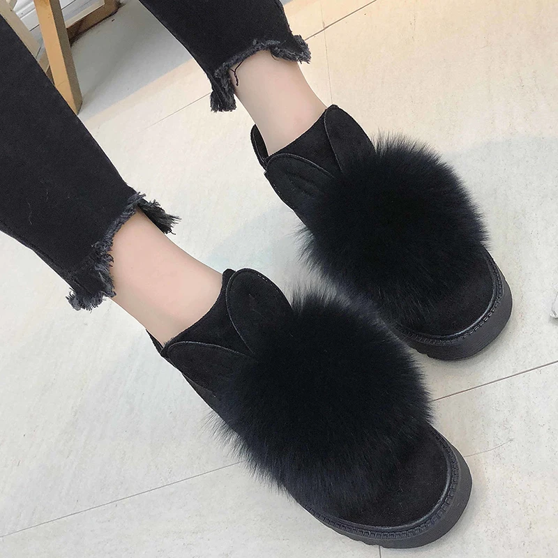 Rimocy/мягкие зимние ботинки на меху с заячьими ушками женские Плюшевые Теплые