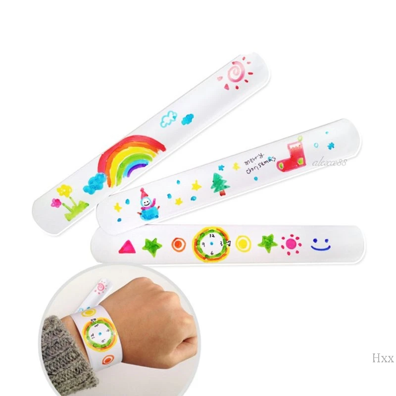 Pulseras Slap en blanco para manualidades, 12 Uds., Regalos de Pascua para fiestas, manualidades de arte para niños